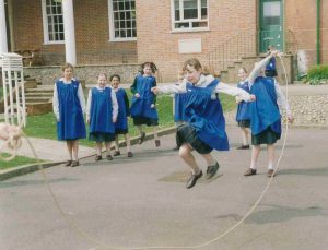 Dr Suzie Imber skipping as a child