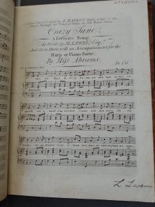 Crazy Jane! A favorite ballad (1800) Set to music, with an accompaniment for the harp, or piano forte, the words by M.G. Lewis Esqr., music by Harriett Abrams. Part of the Lady Lydia Acland Collection at Killerton House